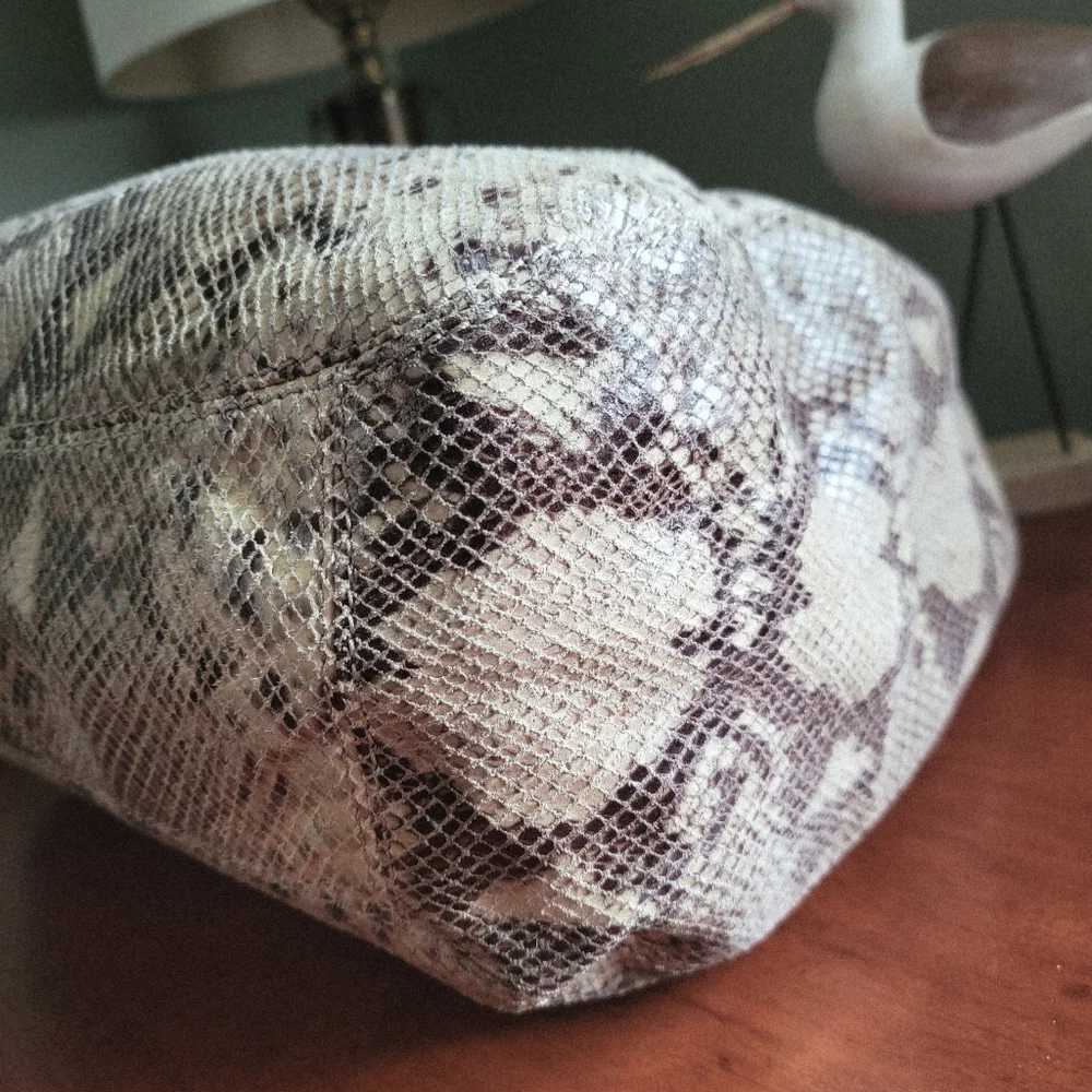Michael Kors Jet Set Hobo Taupe Python Embossed Leather Shoulder Bag